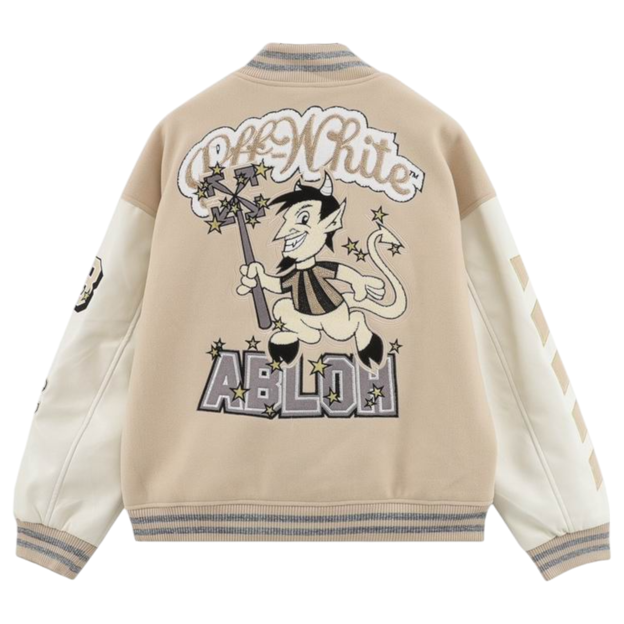 Off-wh1te cream varsity jacket