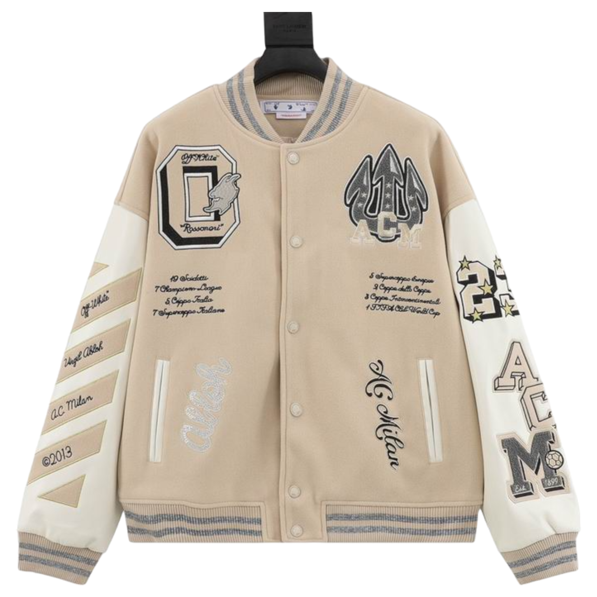 Off-wh1te cream varsity jacket