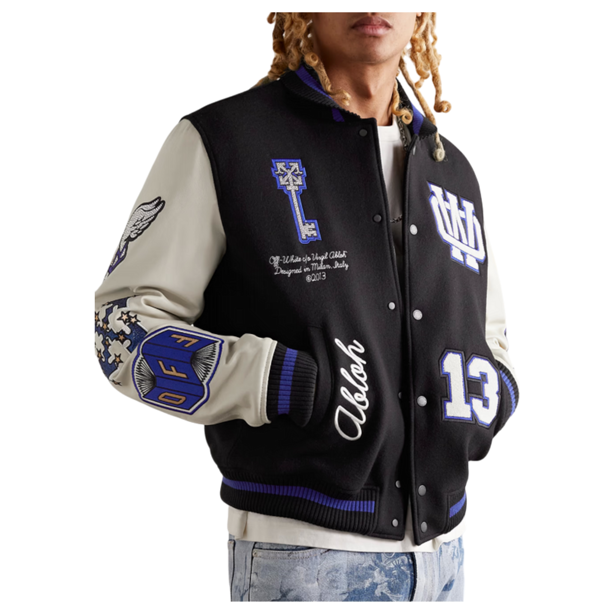 Off-wh1te Black varsity jacket