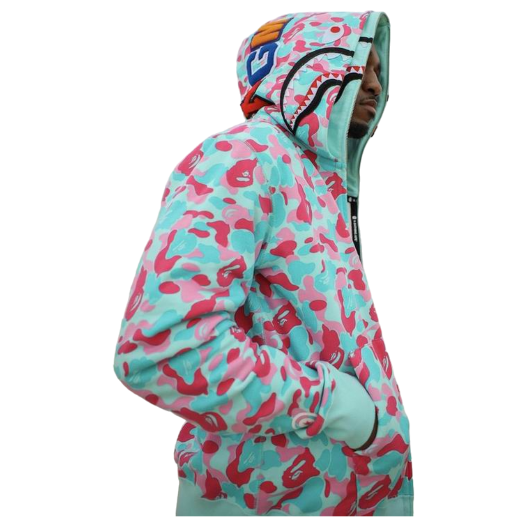 B A P E hoodie colorful camouflage