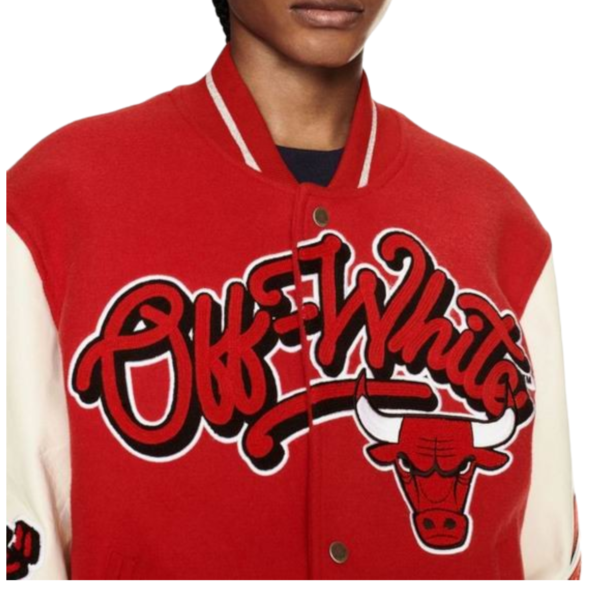 Off-wh1te red varsity jacket